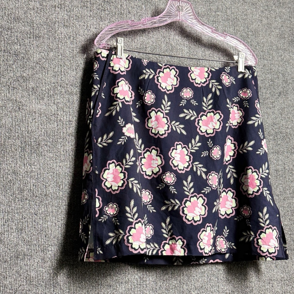 Golftini Go Fish Golf Skort Women 8L Navy Pink Floral Tennis Pickleball Long Zi